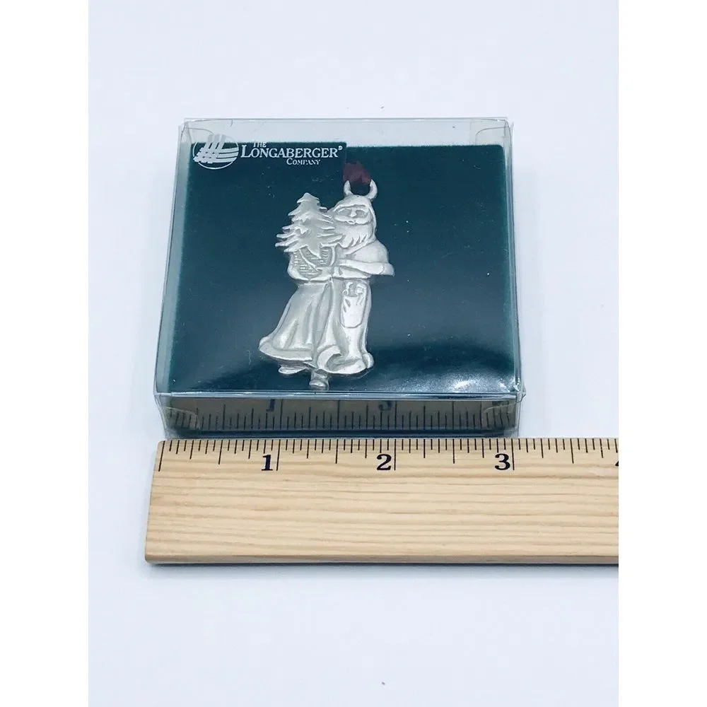 LONGABERGER Pewter Tie-Ons / Ornaments - Santa, Kris Kringle, Christmas 1993‎